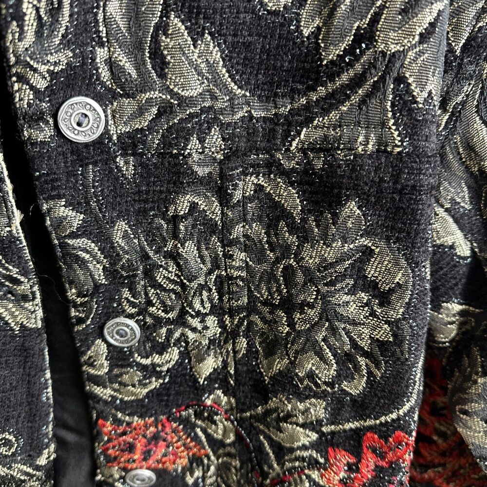 Women’s Chicos Embroidered Beaded Black Gold Red Blazer Jacket Career Size 1 - Picture 6 of 14